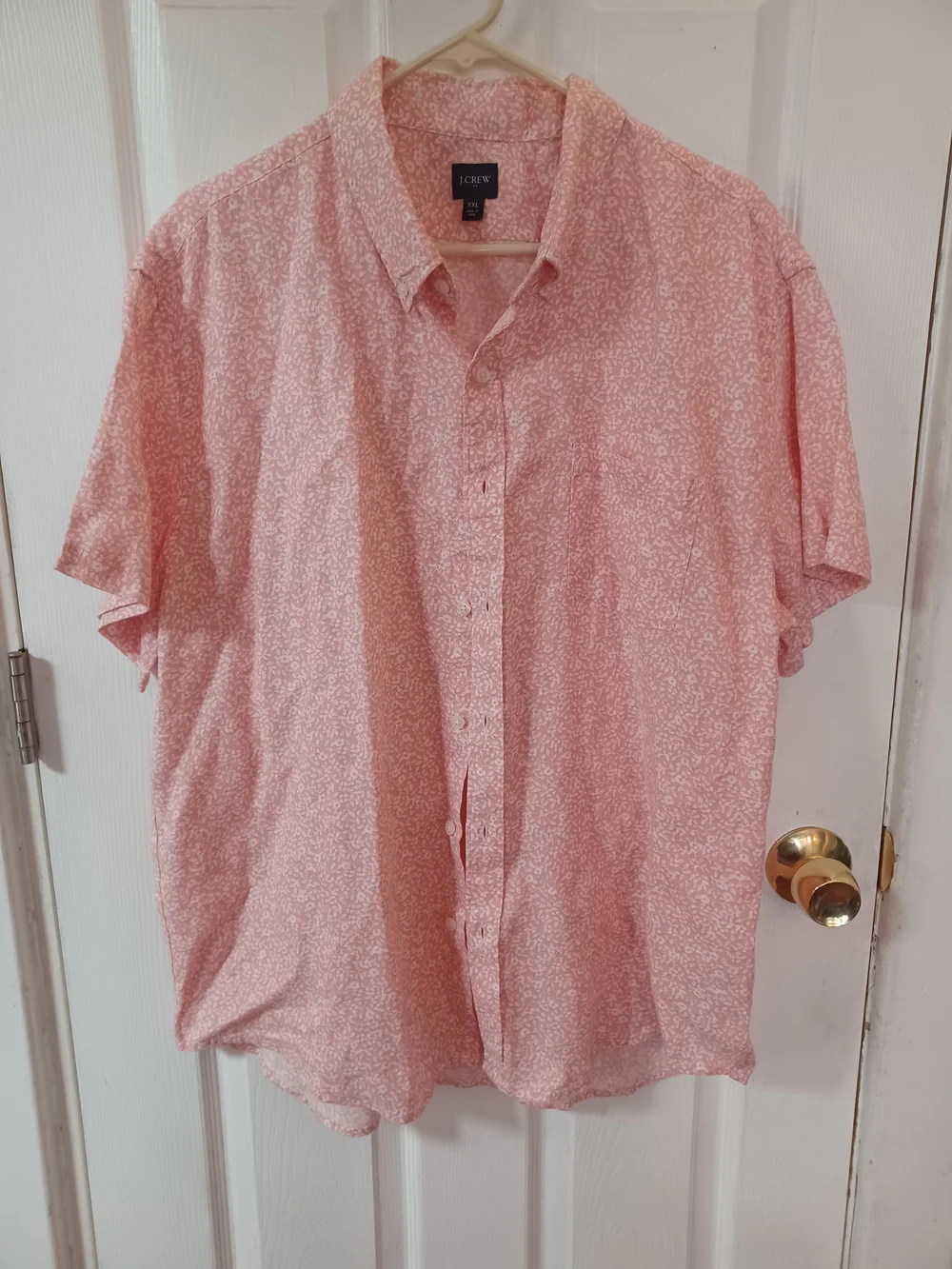 J.Crew Men's Linen/Cotton Button Down Shirt Pink White Micro Floral Size XXL